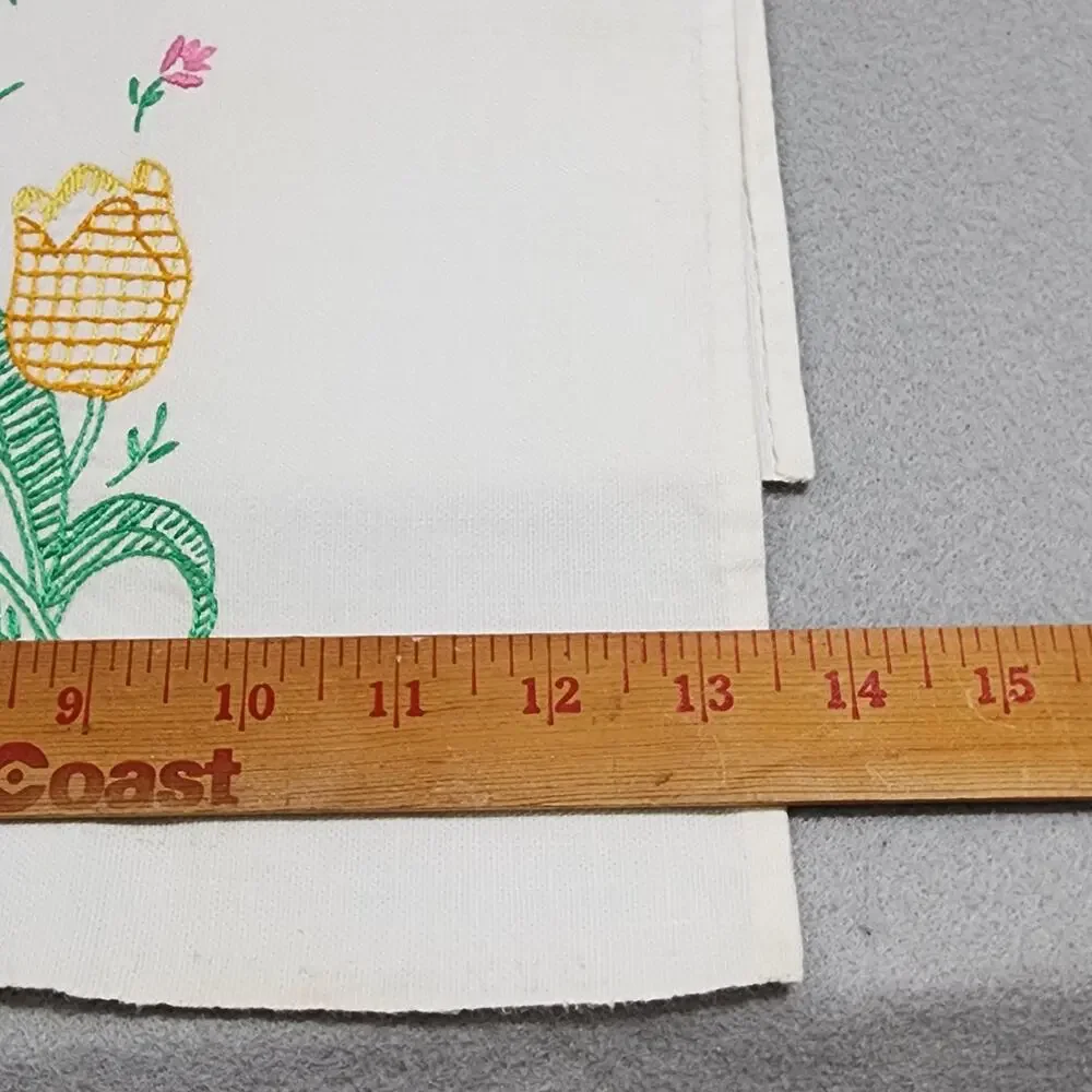 Hand Embroidered TULIPS Cotton Linen Kitchen Hand Dish Towel 30